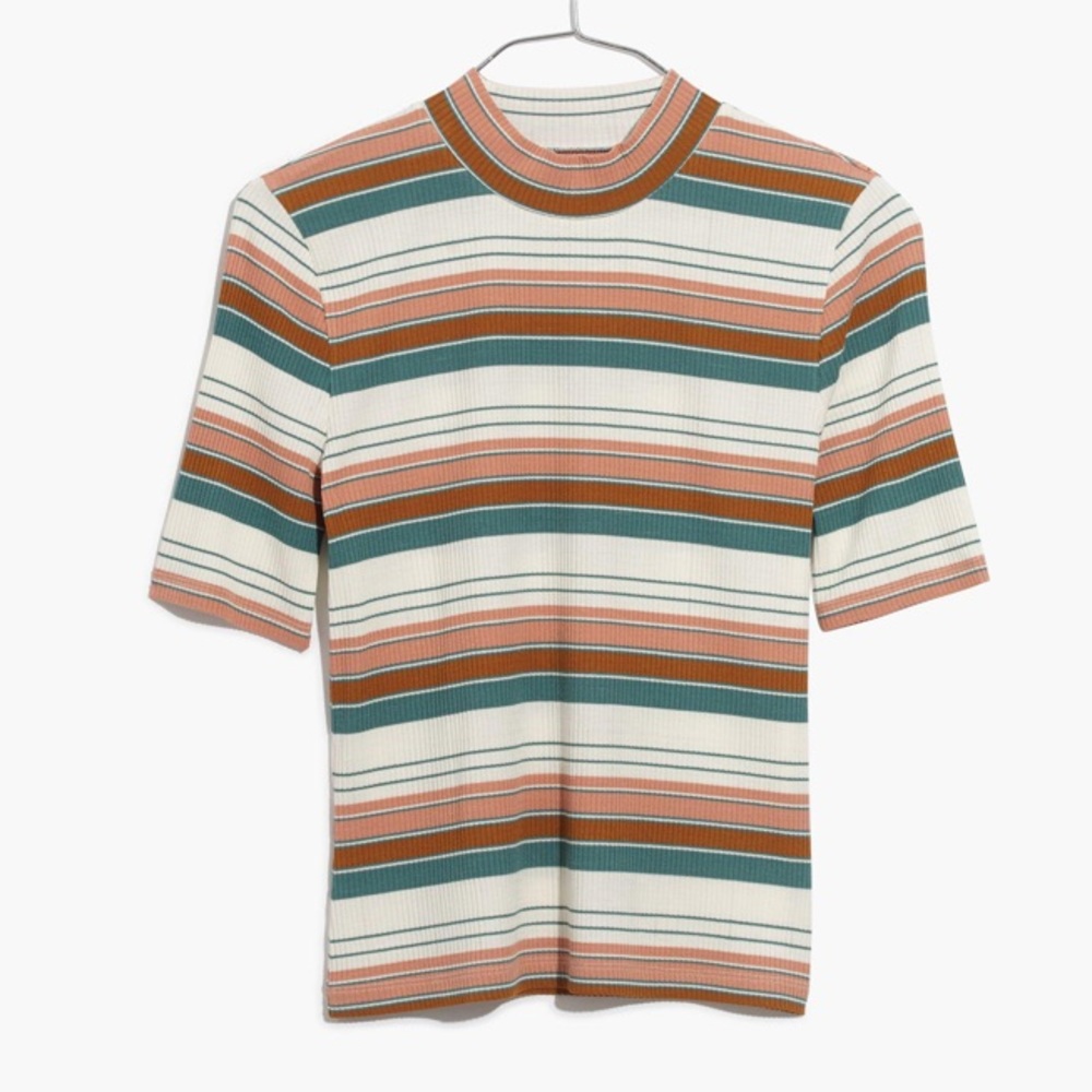 Madewell mockneck tee in linette stripe